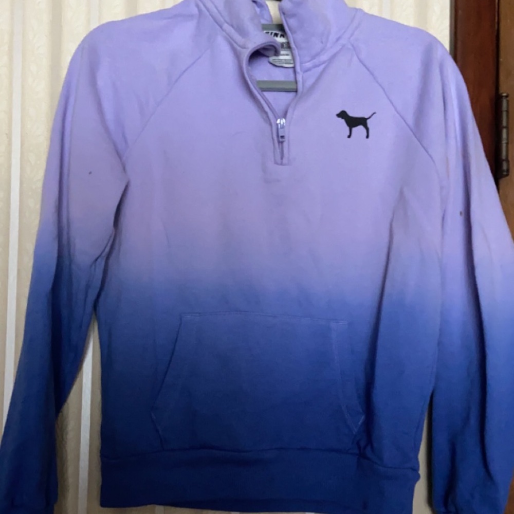 blue/lavender faded quarter zip sweatshirt
